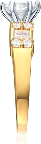 Vista 4 de Anillo de compromiso 14K oro SÓLIDO amarillo o blanco y set de 2 unidades de anillos de bodas