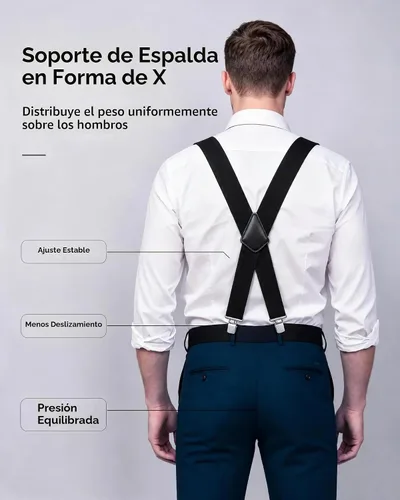 Vista 5 de Fasker Tirantes ajustables y resistentes para hombre Negro