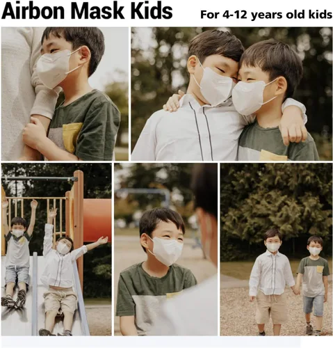Vista 3 de AIRQUEEN Airbon - Máscara facial desechable para niños, paquete de 70 unidades, máscara facial con filtro de nanofibra negra, para niños y niñas