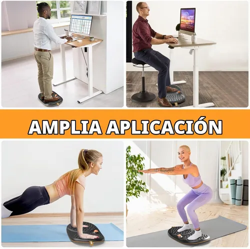 Vista 4 de Trobing Alfombrilla para escritorio de pie con tabla de equilibrio, tabla antifatiga de madera con bola rodante, tabla de equilibrio para escritorio