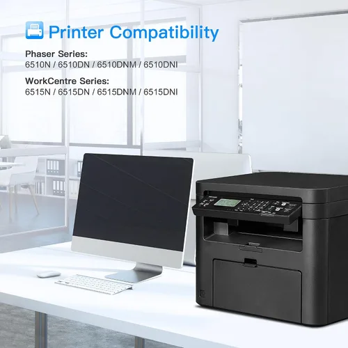 Vista 2 de LxTek Cartucho de tóner compatible 6510 6515 106R03480 106R03477 106R03478 106R03479 Reemplazo para Xerox Phaser 6510, WorkCentre 6515 de alto