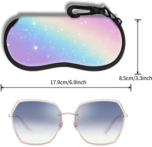 Vista 2 de Hion Sunglasses Case Ultra Light Neoprene Zipper Eyeglass Soft Case with Belt Clip