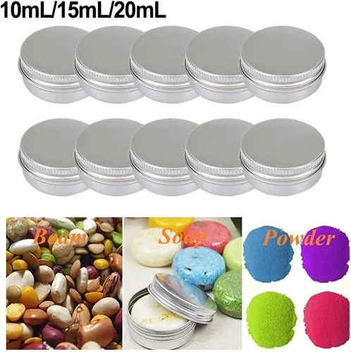 Vista 5 de Silver Aluminum Cosmetic Containers For Travel-Size Balms And Homemade Lip Care, Secure Empty Tins With Tight-Sealing Lids, Compact Portable