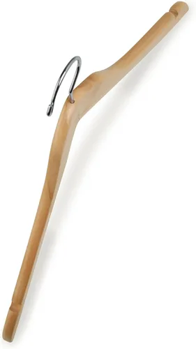 Vista 3 de Perchas de madera (paquete de 100) – Percha de madera Wishbone con gancho cromado, sin barra, 17 pulgadas, madera natural Natural wishbone wood