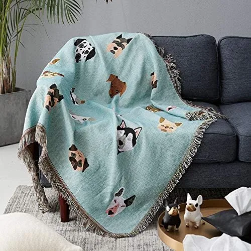 Vista 2 de GYROHOME Manta para amantes de los perros, manta de punto suave para sofá, manta para silla, colcha para dormitorio, sala de estar, funda de sofá