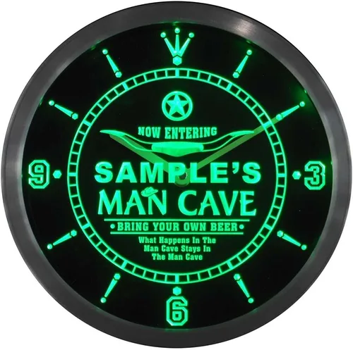 Vista 4 de ADVPRO ncpb-tm Man Cave Cowboys - Reloj de pared LED de neón con letrero de barra de nombre