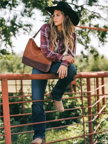 Vista 6 de Wrangler Hobo - Bolsas para mujer de cuero vegano con asa superior, bolsos de hombro y bolsos
