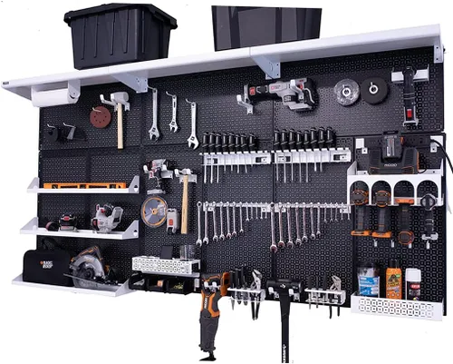 Vista 11 de OmniWall Weekend Warrior XL - Sistema de organización de pared de metal (negro/azul)