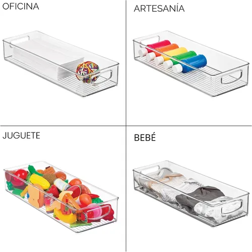 Vista 7 de iDesign Contenedor de almacenamiento transparente extra largo delgado Organizador estrecho, apilable, de cocina o despensa