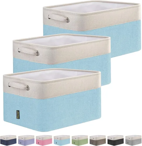 Vista 54 de BALEINE 1 paquete de contenedores de almacenamiento de tela para estantes, cestas de almacenamiento de lino para organizar, contenedores decorativos