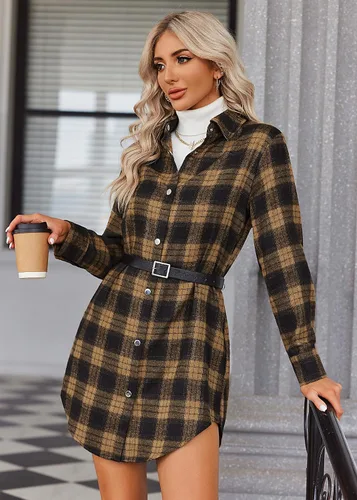 Vista 4 de Zeagoo Camisa de franela para mujer, de manga larga, a cuadros, con botones, con bolsillos