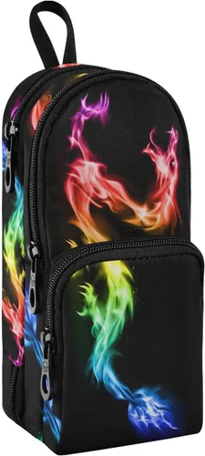 Vista 10 de Estuche para lápices de dragón arcoíris de gran capacidad, con compartimento, organizador de papelería con forma de mochila escolar