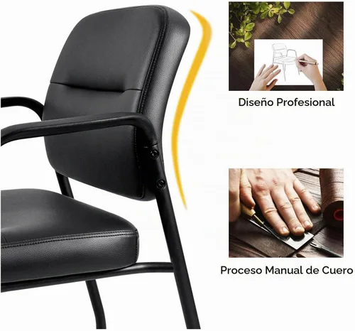 Vista 7 de Devoko Sillas de recepción de oficina para sala de espera, sillas ejecutivas de cuero para invitados con reposabrazos, sillas laterales ergonómicas