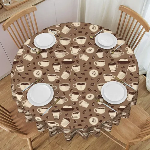 Vista 21 de Mantel redondo de 60 x 60 pulgadas con diseño de campanas de Navidad, de poliéster, resistente a las manchas y a las arrugas, mantel para cocina