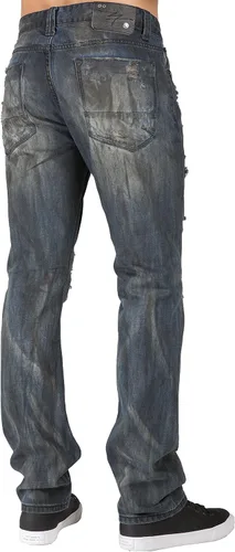 Vista 2 de Level 7 Jeans de mezclilla prémium para hombre, corte recto y hecho a mano negro (Black Tint)