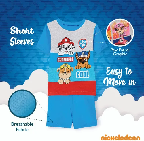 Vista 5 de Nickelodeon Paw Patrol - Conjunto de pijama de algodón ajustado de 6 piezas, suave y lindo para niños