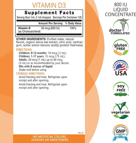 Vista 2 de Eniva Health Vitamina D líquida (D3) Dr. Formulado para una rápida absorción (4.1 fl oz)
