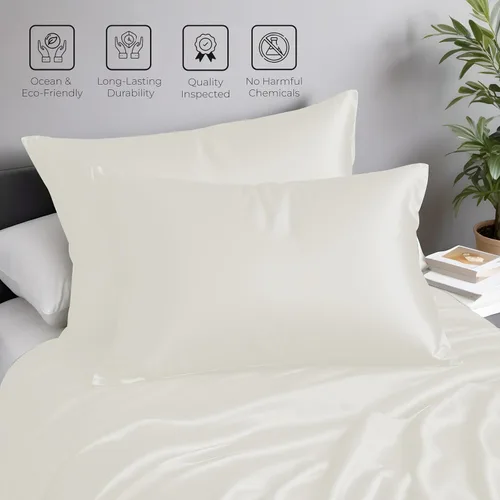 Vista 2 de LINENWALAS Tencel - Juego de ropa de cama (4 piezas), color liso