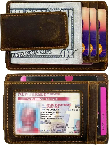 Vista 6 de Hopsooken broche para dinero cartera con bolsillo frontal cartera minimalista para hombre