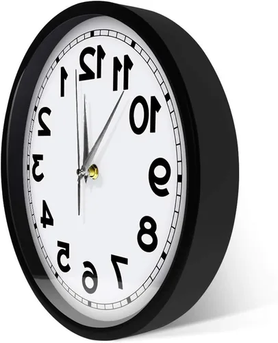 Vista 3 de Geek Alerts Números inusuales en sentido contrario a las agujas del reloj reloj hacia atrás con iluminación LED activada por sonido, reloj de pared