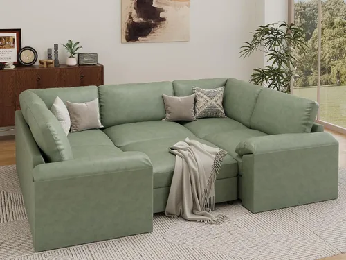 Vista 38 de EASE MOOSE Sofá modular seccional, sofá en forma de U para sala de estar Beige