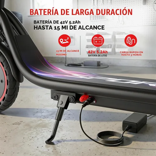 Vista 4 de Scooter eléctrico, scooter E de largo alcance de 21-35 mi para adultos Negro medianoche
