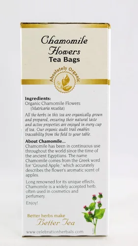 Vista 5 de CELEBRATION HERBALS Té de flores de manzanilla orgánico 24 bolsas, 0.02 libras