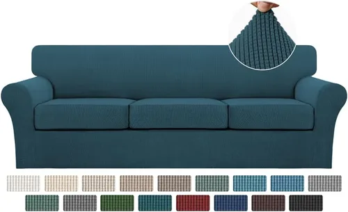 Vista 14 de Turquoize 2 fundas para sillas de sala de estar, funda de sofá con fundas de cojín individuales, funda de muebles para sillas (silla, beige biscotti)