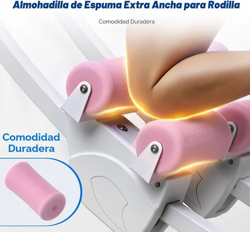 Vista 6 de MERACH Ab Machine, Adjustable Ab Trainer Machine, AB Workout Equipment Blanco y rosa
