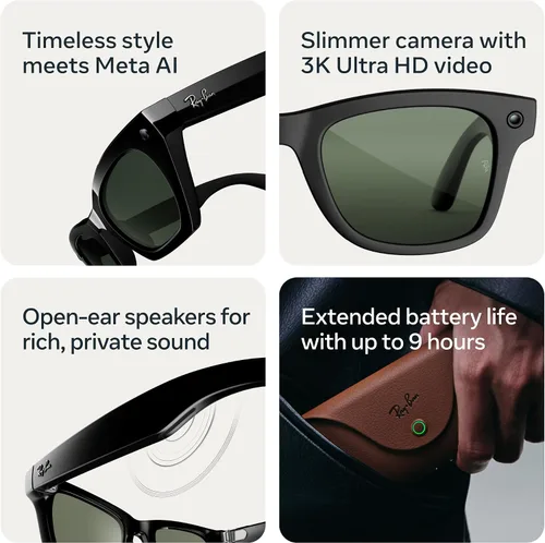 Vista 4 de Meta Ray-Ban (Gen 3) Zena Negro brillante/verde grafito