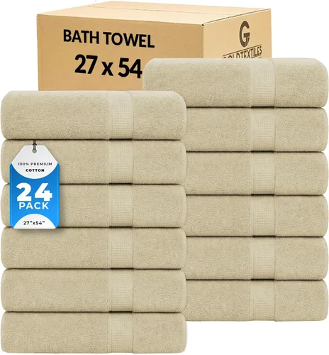 Vista 9 de GOLD TEXTILES Juego de 24 toallas de baño negras de alta absorción, multiusos, secado rápido, para piscina, gimnasio, hotel, spa