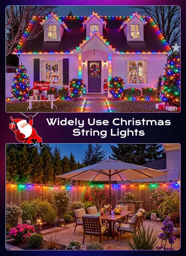 Vista 4 de Brightown C9 luces LED de Navidad para exterior, 7.62 m 7.62 luces de cadena multicolores conectables C9 para árbol de Navidad, patio, tejado