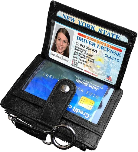 Vista 3 de AOXONEL Cartera de cuero para tarjetas de crédito Rfid para mujeres, compacta, pequeña, para mujer, monedero delgado