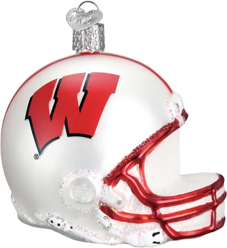 Vista 2 de Old World Christmas Wisconsin Bucky - Adorno de cristal soplado para árbol de Navidad, decoración navideña hecha a mano, colección universitaria