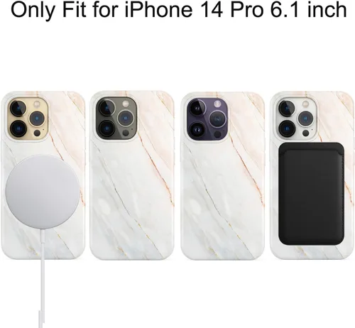 Vista 6 de Funda magnética para iPhone 14 Pro de 6.1 pulgadas, compatible con carga MagSafe, TPU suave, delgada, a prueba de golpes, bonita funda protectora