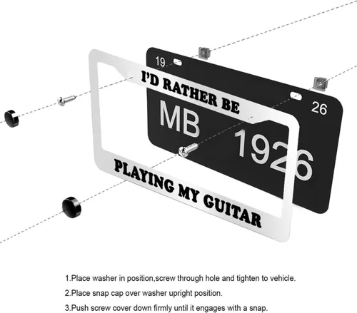 Vista 5 de Placa de matrícula con texto en inglés "I'd Rather BE Playing My Guitar", placa frontal para automóvil, 12 x 6 pulgadas