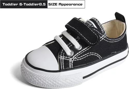 Vista 3 de justwaner Zapatos de lona para niños y niñas, ligeros, transpirables, con velcro para correr