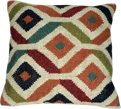 Vista 5 de Chouhan Rugs 4 piezas de fundas de cojín de yute Kilim tejidas a mano, cojines indios vintage 18x18, fundas boho (patrón 1)