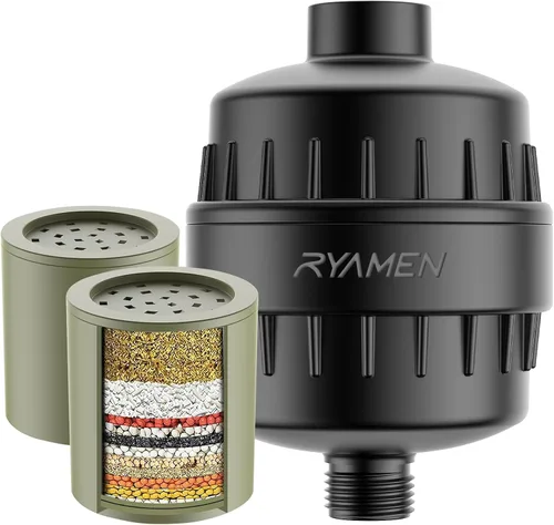 Vista 10 de Ryamen Filtro de Ducha de Alta Resistencia, Filtro de Agua de Ducha, Filtro de Cabezal de Ducha de 99% de Eliminación para Agua Dura, Metales Negro