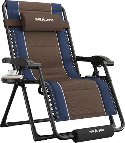Vista 18 de UDPATIO Silla de gravedad cero de gran tamaño, reclinable acolchado completo para exteriores, asiento reclinable ajustable plegable para patio