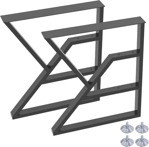 Vista 14 de Juego de 2 patas de escritorio de metal, patas de mesa en forma de T resistentes de 28 pulgadas de alto x 16 pulgadas de ancho, patas de metal