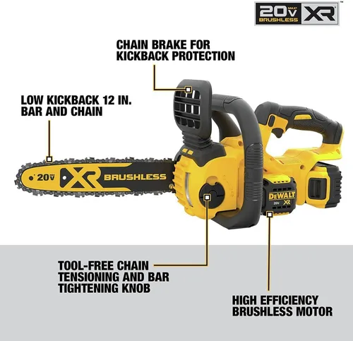 Vista 5 de DEWALT Kit de motosierra MAX* XR de 20 V, batería de 5 Ah, 12 pulgadas (DCCS620P1)