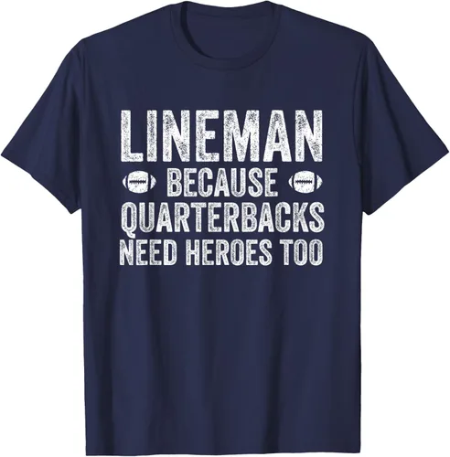 Vista 82 de Lineman Because Quarterbacks Need Heroes Camiseta de fútbol linieros S Negro