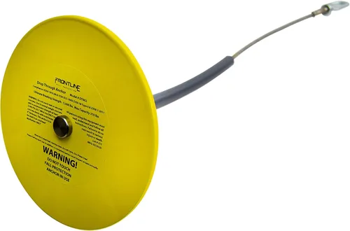 Vista 2 de Frontline Fall Protection DT602 Placa redonda de anclaje de 6 pulgadas con cable de 2 pies Cumple con OSHA y ANSI Punto de anclaje extraíble