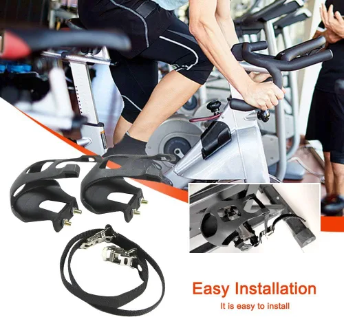 Vista 7 de EKDJKK 1 par de pedales de bicicleta con clip para los dedos del pie y correa, jaulas de clips para dedos de bicicleta, cubierta de pie de pedal