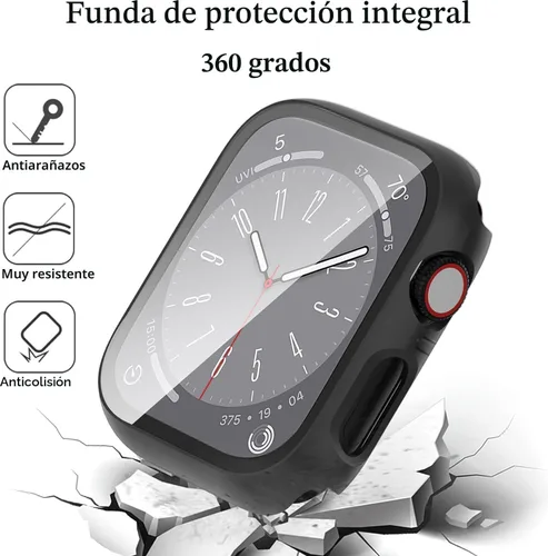 Vista 3 de Paquete de 6 fundas con protector de pantalla de cristal templado compatibles con Apple Watch Series SE, 6, 5, 4, cubierta protectora dura