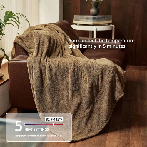 Vista 7 de Manta Eléctrica Térmica de 50" x 60" - Manta Térmica Eléctrica con 5 Niveles de Calefacción y 3 Horas de Apagado Automático, Lavable a Máquina