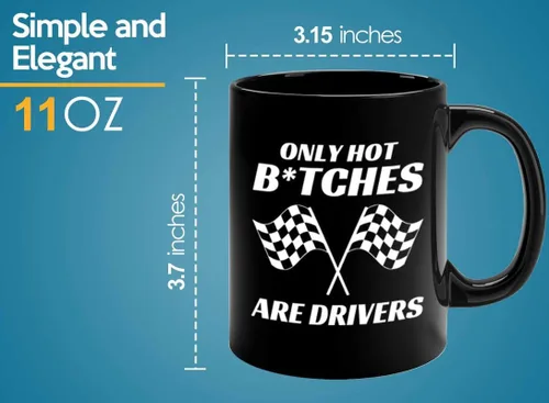 Vista 5 de Taza de café Racer de 11 onzas, color negro, solo conductores calientes, Fuel Speed Racer Car Guys Circuit, regalos para él, papá, hombres, novio