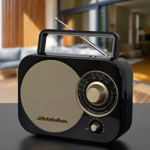 Vista 5 de Studebaker SB2000BG Retro Classic Radio portátil AM/FM (negro y dorado)