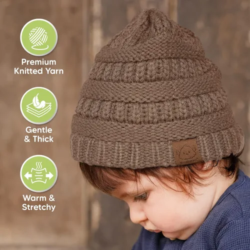 Vista 4 de Paquete de 3 gorros de bebé, sombreros para recién nacido, sombreros para bebé, sombreros para niña, gorro para recién nacido, gorro de invierno